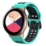 สายรัดนาฬิกาซิลิโคนระบายอากาศสองสี ขนาด 20 มม. สำหรับ Samsung Galaxy Watch 4 Classic ขนาด 42 มม. สำหรับ Galaxy Watch Active 2
