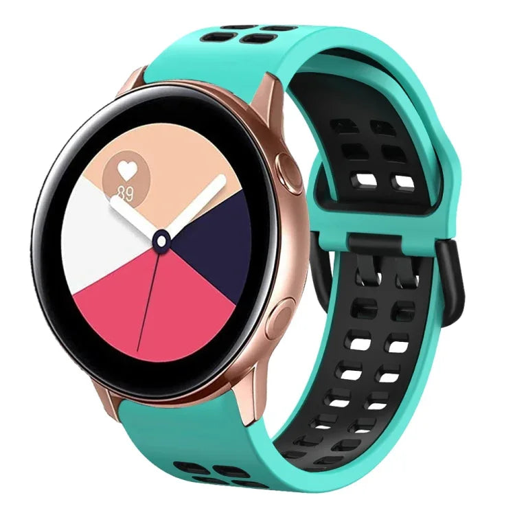 สายรัดนาฬิกาซิลิโคนระบายอากาศสองสี ขนาด 20 มม. สำหรับ Samsung Galaxy Watch 4 Classic ขนาด 42 มม. สำหรับ Galaxy Watch Active 2