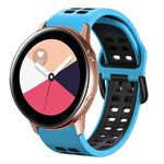 สายรัดนาฬิกาซิลิโคนระบายอากาศสองสี ขนาด 20 มม. สำหรับ Samsung Galaxy Watch 4 Classic ขนาด 42 มม. สำหรับ Galaxy Watch Active 2