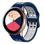 สายรัดนาฬิกาซิลิโคนระบายอากาศสองสี ขนาด 20 มม. สำหรับ Samsung Galaxy Watch 4 Classic ขนาด 42 มม. สำหรับ Galaxy Watch Active 2