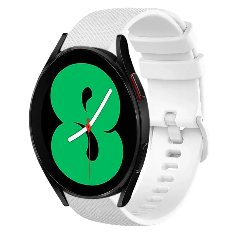 สายซิลิโคนลายสก็อตสีพื้น 20 มม. สำหรับ Samsung Galaxy Watch4 44 มม., สำหรับ Samsung Galaxy Watch4 Classic 46 มม., สำหรับ Samsung Galaxy Watch4 Classic 42 มม., สำหรับ Samsung Galaxy Watch Active 2