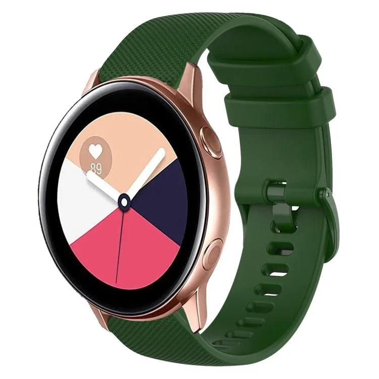 20mm Plaid Solid Color Silicone Watch Band, For Samsung Galaxy Watch4 44mm, For Samsung Galaxy Watch4 Classic 46mm, For Samsung Galaxy Watch4 Classic 42mm, For Samsung Galaxy Watch Active 2