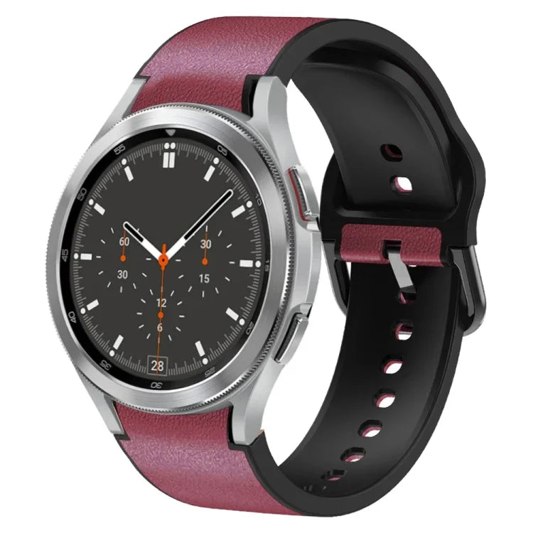 สายรัดนาฬิกาหนังซิลิโคนกาว 20 มม. สำหรับ Samsung Galaxy Watch 4 Classic 46 มม., สำหรับ Samsung Galaxy Watch 4 Classic 42 มม., สำหรับ Samsung Galaxy Watch Active 2