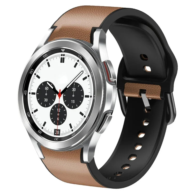 สายรัดนาฬิกาหนังซิลิโคนกาว 20 มม. สำหรับ Samsung Galaxy Watch 4 Classic 46 มม., สำหรับ Samsung Galaxy Watch 4 Classic 42 มม., สำหรับ Samsung Galaxy Watch Active 2