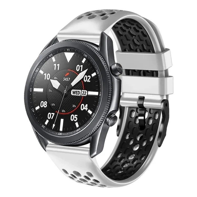 สายซิลิโคนระบายอากาศสองสี ขนาด 22 มม. สำหรับ Samsung Galaxy Watch3 45mm, Samsung Galaxy Watch 46mm, Samsung Gear S3 Classic, Samsung Gear S3 Frontier
