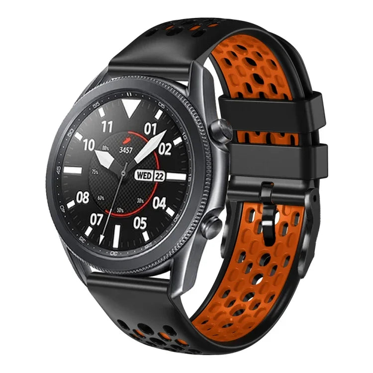 สายซิลิโคนระบายอากาศสองสี ขนาด 22 มม. สำหรับ Samsung Galaxy Watch3 45mm, Samsung Galaxy Watch 46mm, Samsung Gear S3 Classic, Samsung Gear S3 Frontier