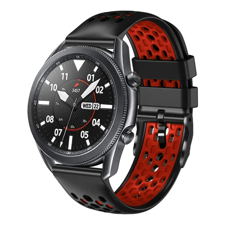 สายซิลิโคนระบายอากาศสองสี ขนาด 22 มม. สำหรับ Samsung Galaxy Watch3 45mm, Samsung Galaxy Watch 46mm, Samsung Gear S3 Classic, Samsung Gear S3 Frontier