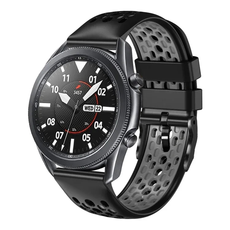 สายซิลิโคนระบายอากาศสองสี ขนาด 22 มม. สำหรับ Samsung Galaxy Watch3 45mm, Samsung Galaxy Watch 46mm, Samsung Gear S3 Classic, Samsung Gear S3 Frontier