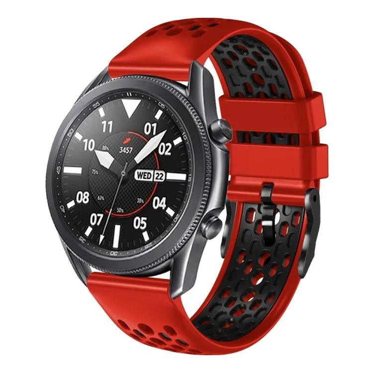 สายซิลิโคนระบายอากาศสองสี ขนาด 22 มม. สำหรับ Samsung Galaxy Watch3 45mm, Samsung Galaxy Watch 46mm, Samsung Gear S3 Classic, Samsung Gear S3 Frontier