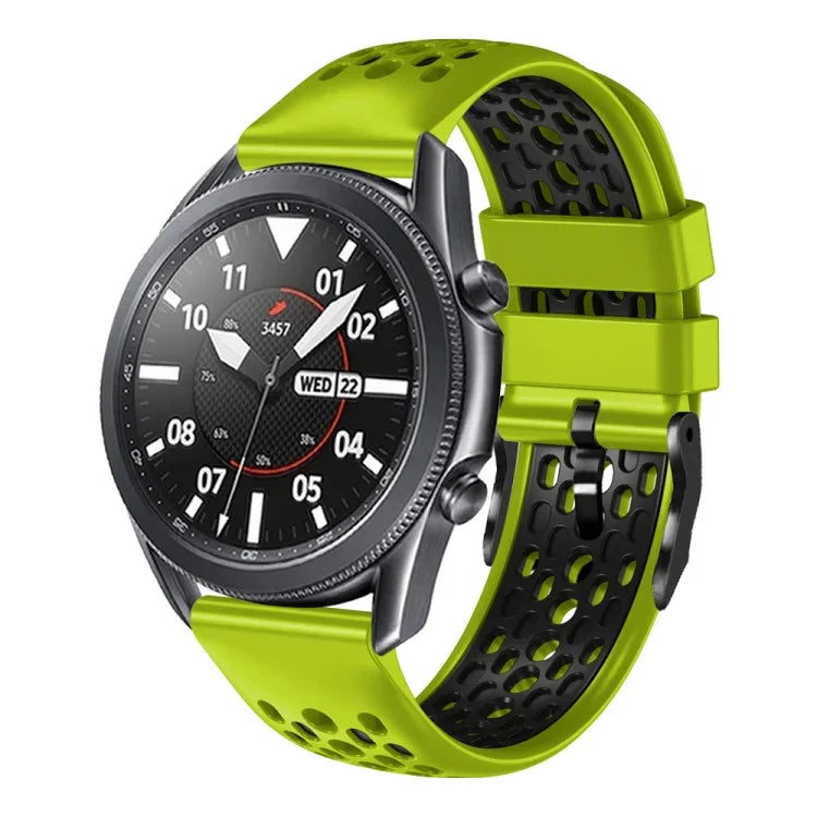 สายซิลิโคนระบายอากาศสองสี ขนาด 22 มม. สำหรับ Samsung Galaxy Watch3 45mm, Samsung Galaxy Watch 46mm, Samsung Gear S3 Classic, Samsung Gear S3 Frontier