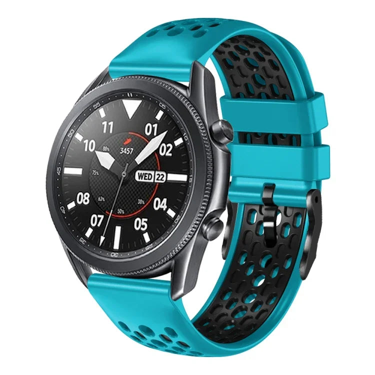 สายซิลิโคนระบายอากาศสองสี ขนาด 22 มม. สำหรับ Samsung Galaxy Watch3 45mm, Samsung Galaxy Watch 46mm, Samsung Gear S3 Classic, Samsung Gear S3 Frontier