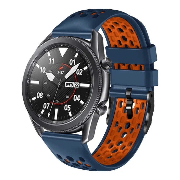 สายซิลิโคนระบายอากาศสองสี ขนาด 22 มม. สำหรับ Samsung Galaxy Watch3 45mm, Samsung Galaxy Watch 46mm, Samsung Gear S3 Classic, Samsung Gear S3 Frontier