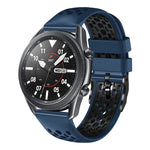 สายซิลิโคนระบายอากาศสองสี ขนาด 22 มม. สำหรับ Samsung Galaxy Watch3 45mm, Samsung Galaxy Watch 46mm, Samsung Gear S3 Classic, Samsung Gear S3 Frontier