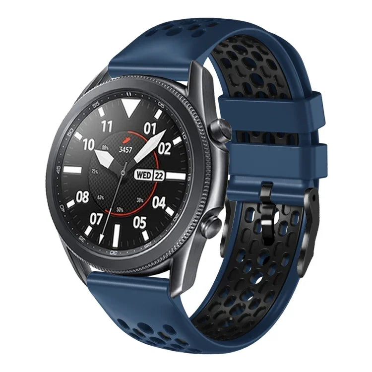 สายซิลิโคนระบายอากาศสองสี ขนาด 22 มม. สำหรับ Samsung Galaxy Watch3 45mm, Samsung Galaxy Watch 46mm, Samsung Gear S3 Classic, Samsung Gear S3 Frontier