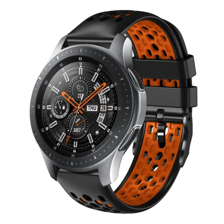 สายซิลิโคนระบายอากาศสองสี ขนาด 22 มม. สำหรับ Samsung Galaxy Watch3 45mm, Samsung Galaxy Watch 46mm, Samsung Gear S3 Classic, Samsung Gear S3 Frontier
