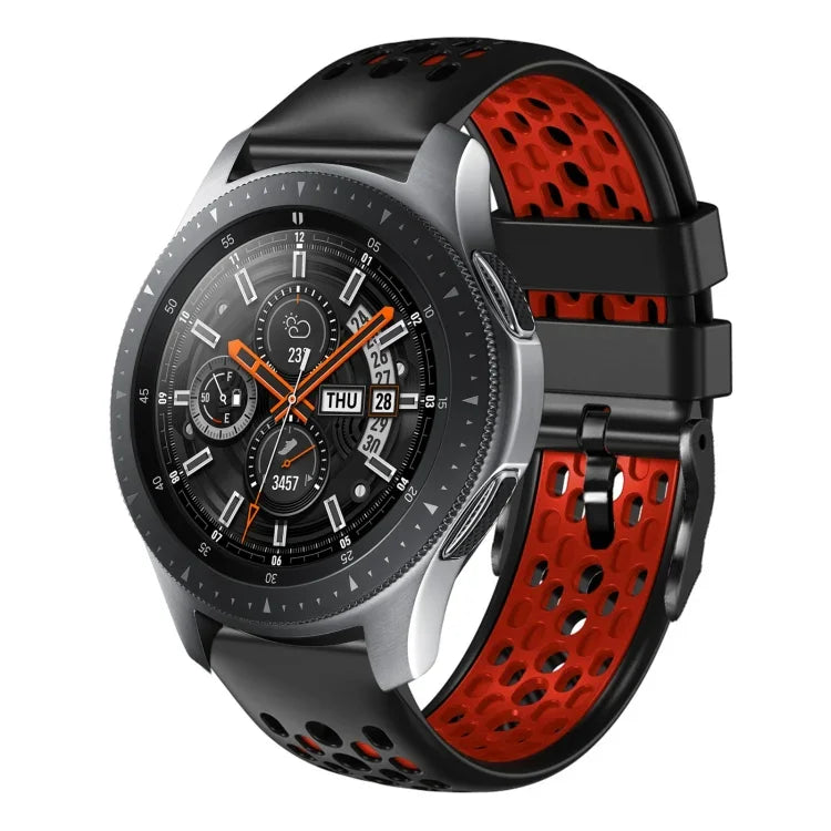 สายซิลิโคนระบายอากาศสองสี ขนาด 22 มม. สำหรับ Samsung Galaxy Watch3 45mm, Samsung Galaxy Watch 46mm, Samsung Gear S3 Classic, Samsung Gear S3 Frontier
