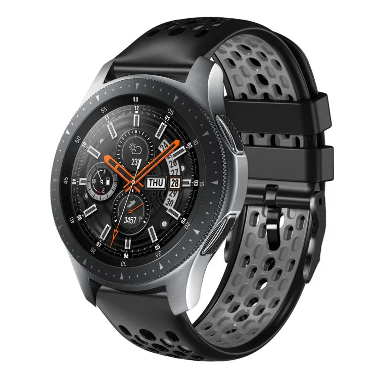 สายซิลิโคนระบายอากาศสองสี ขนาด 22 มม. สำหรับ Samsung Galaxy Watch3 45mm, Samsung Galaxy Watch 46mm, Samsung Gear S3 Classic, Samsung Gear S3 Frontier