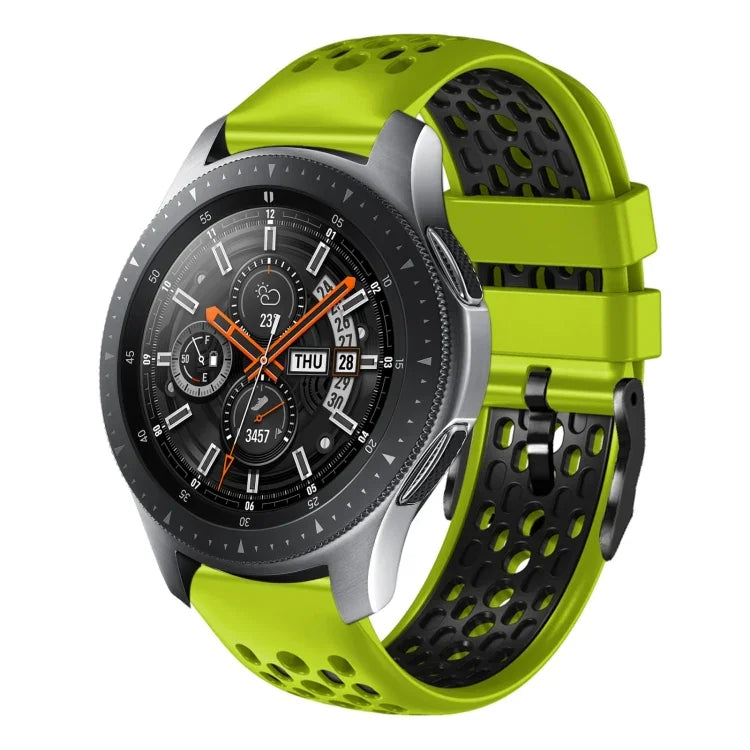 สายซิลิโคนระบายอากาศสองสี ขนาด 22 มม. สำหรับ Samsung Galaxy Watch3 45mm, Samsung Galaxy Watch 46mm, Samsung Gear S3 Classic, Samsung Gear S3 Frontier