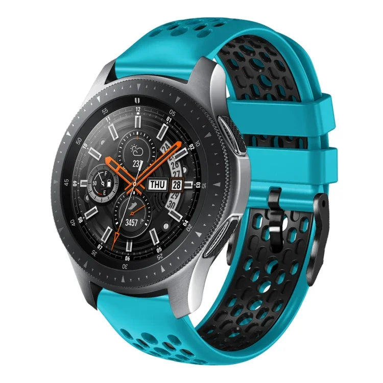 สายซิลิโคนระบายอากาศสองสี ขนาด 22 มม. สำหรับ Samsung Galaxy Watch3 45mm, Samsung Galaxy Watch 46mm, Samsung Gear S3 Classic, Samsung Gear S3 Frontier
