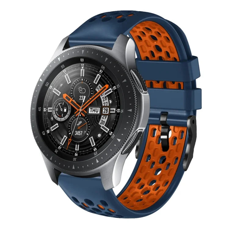 สายซิลิโคนระบายอากาศสองสี ขนาด 22 มม. สำหรับ Samsung Galaxy Watch3 45mm, Samsung Galaxy Watch 46mm, Samsung Gear S3 Classic, Samsung Gear S3 Frontier