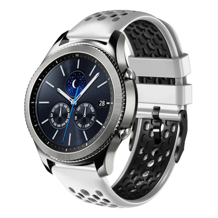 สายซิลิโคนระบายอากาศสองสี ขนาด 22 มม. สำหรับ Samsung Galaxy Watch3 45mm, Samsung Galaxy Watch 46mm, Samsung Gear S3 Classic, Samsung Gear S3 Frontier