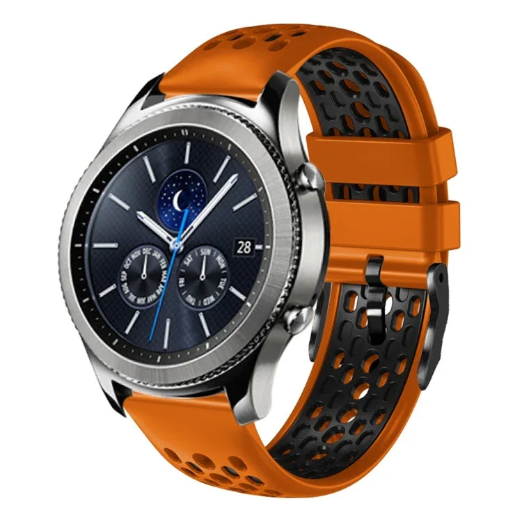 สายซิลิโคนระบายอากาศสองสี ขนาด 22 มม. สำหรับ Samsung Galaxy Watch3 45mm, Samsung Galaxy Watch 46mm, Samsung Gear S3 Classic, Samsung Gear S3 Frontier