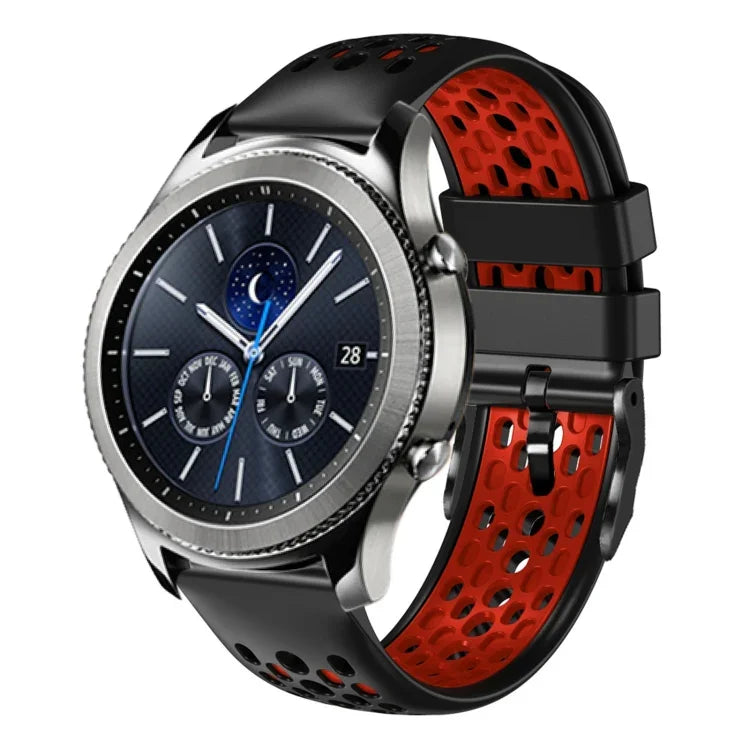 สายซิลิโคนระบายอากาศสองสี ขนาด 22 มม. สำหรับ Samsung Galaxy Watch3 45mm, Samsung Galaxy Watch 46mm, Samsung Gear S3 Classic, Samsung Gear S3 Frontier