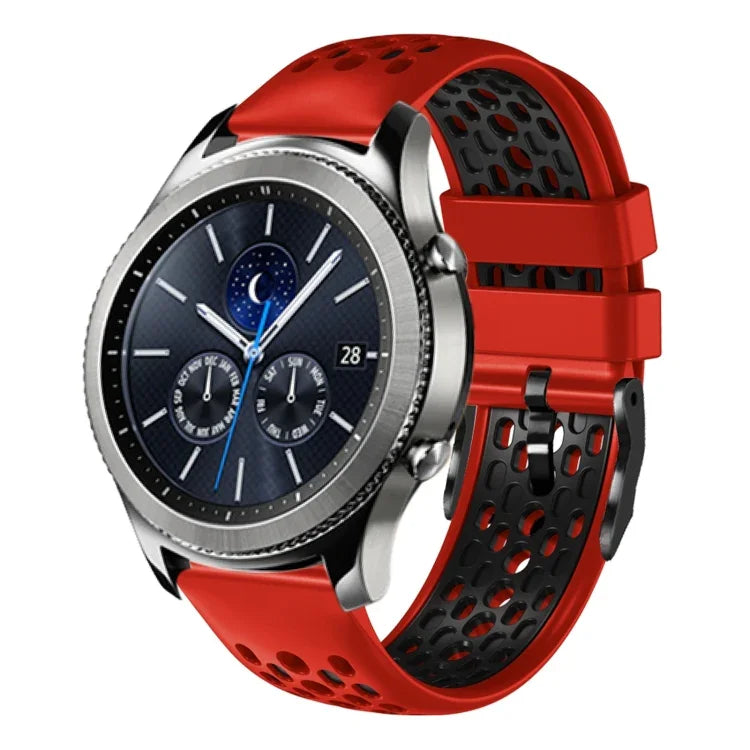 สายซิลิโคนระบายอากาศสองสี ขนาด 22 มม. สำหรับ Samsung Galaxy Watch3 45mm, Samsung Galaxy Watch 46mm, Samsung Gear S3 Classic, Samsung Gear S3 Frontier