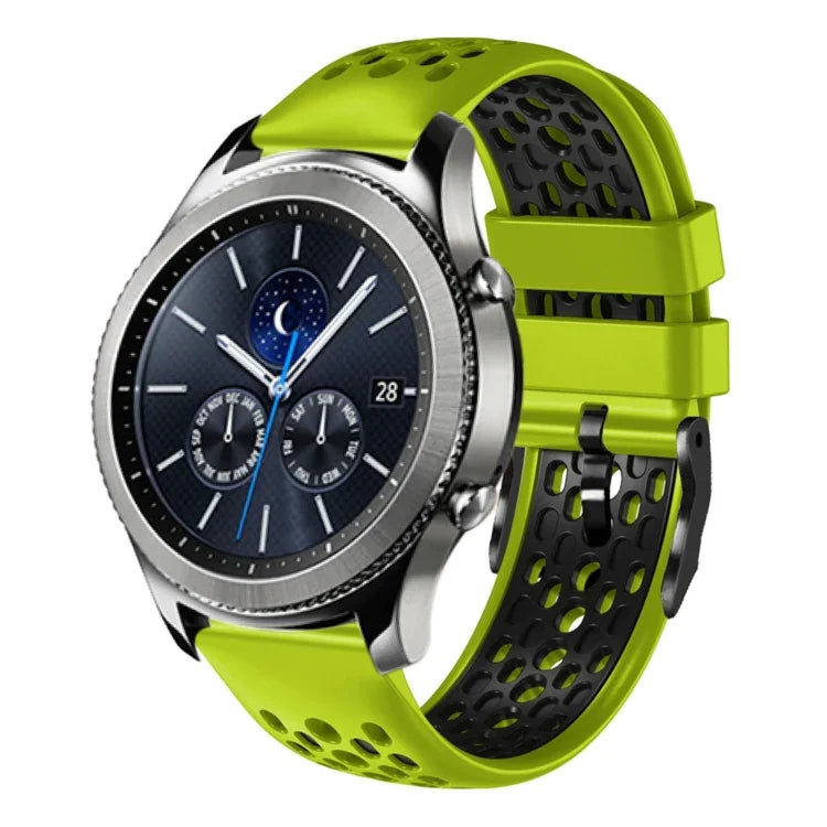 สายซิลิโคนระบายอากาศสองสี ขนาด 22 มม. สำหรับ Samsung Galaxy Watch3 45mm, Samsung Galaxy Watch 46mm, Samsung Gear S3 Classic, Samsung Gear S3 Frontier