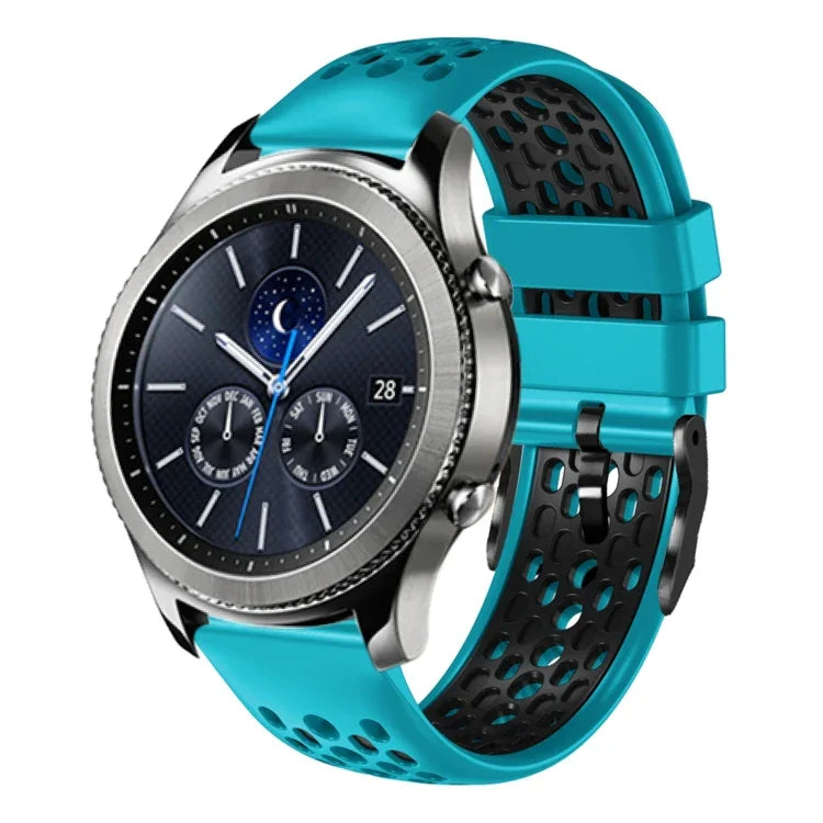 สายซิลิโคนระบายอากาศสองสี ขนาด 22 มม. สำหรับ Samsung Galaxy Watch3 45mm, Samsung Galaxy Watch 46mm, Samsung Gear S3 Classic, Samsung Gear S3 Frontier