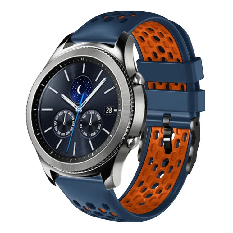 สายซิลิโคนระบายอากาศสองสี ขนาด 22 มม. สำหรับ Samsung Galaxy Watch3 45mm, Samsung Galaxy Watch 46mm, Samsung Gear S3 Classic, Samsung Gear S3 Frontier