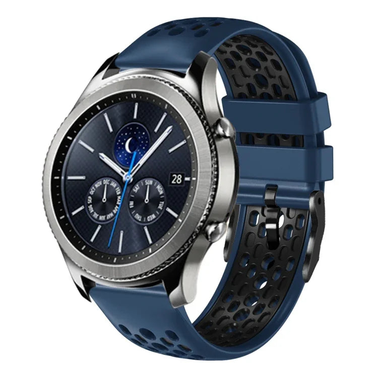 สายซิลิโคนระบายอากาศสองสี ขนาด 22 มม. สำหรับ Samsung Galaxy Watch3 45mm, Samsung Galaxy Watch 46mm, Samsung Gear S3 Classic, Samsung Gear S3 Frontier