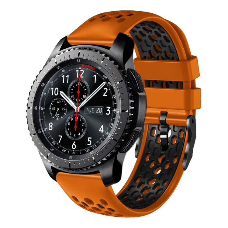 สายซิลิโคนระบายอากาศสองสี ขนาด 22 มม. สำหรับ Samsung Galaxy Watch3 45mm, Samsung Galaxy Watch 46mm, Samsung Gear S3 Classic, Samsung Gear S3 Frontier