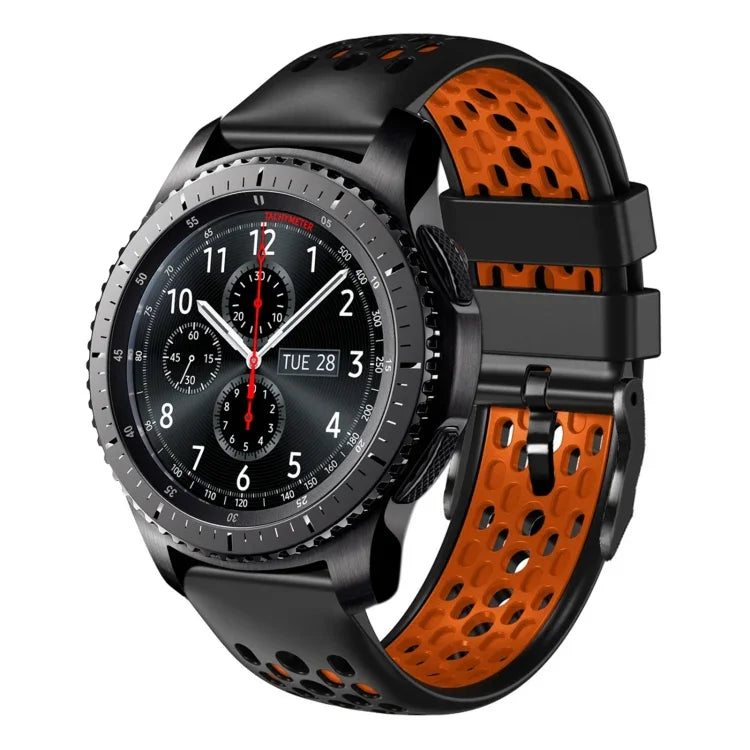 สายซิลิโคนระบายอากาศสองสี ขนาด 22 มม. สำหรับ Samsung Galaxy Watch3 45mm, Samsung Galaxy Watch 46mm, Samsung Gear S3 Classic, Samsung Gear S3 Frontier