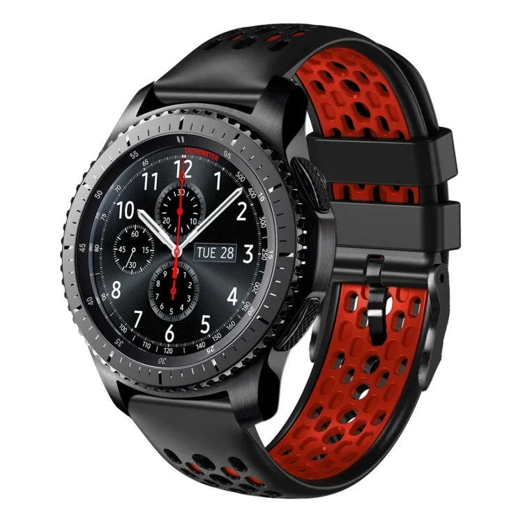 สายซิลิโคนระบายอากาศสองสี ขนาด 22 มม. สำหรับ Samsung Galaxy Watch3 45mm, Samsung Galaxy Watch 46mm, Samsung Gear S3 Classic, Samsung Gear S3 Frontier