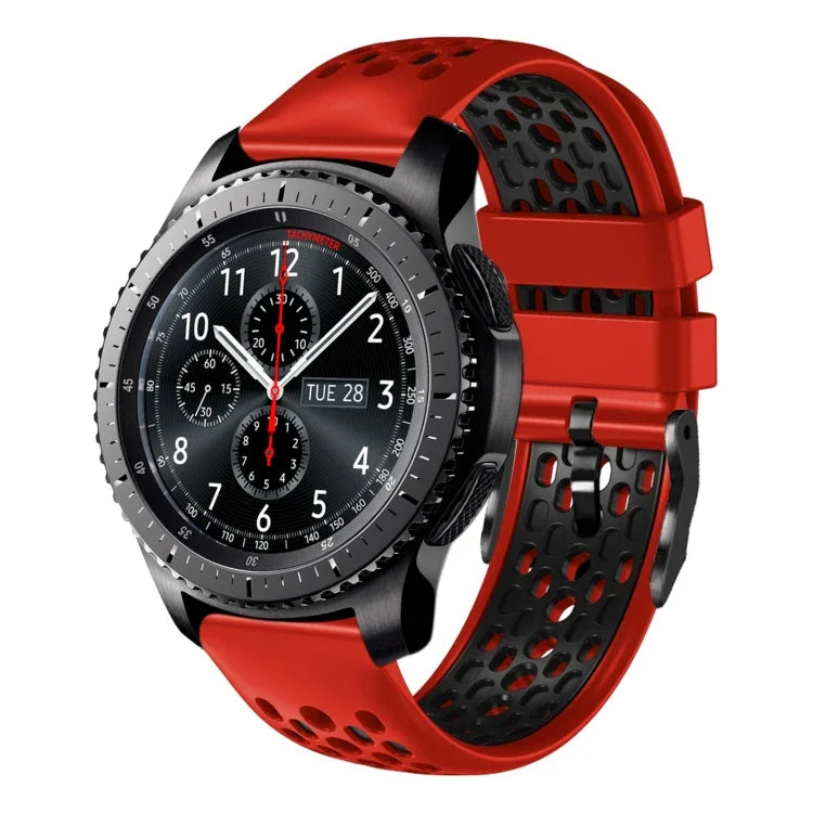 สายซิลิโคนระบายอากาศสองสี ขนาด 22 มม. สำหรับ Samsung Galaxy Watch3 45mm, Samsung Galaxy Watch 46mm, Samsung Gear S3 Classic, Samsung Gear S3 Frontier