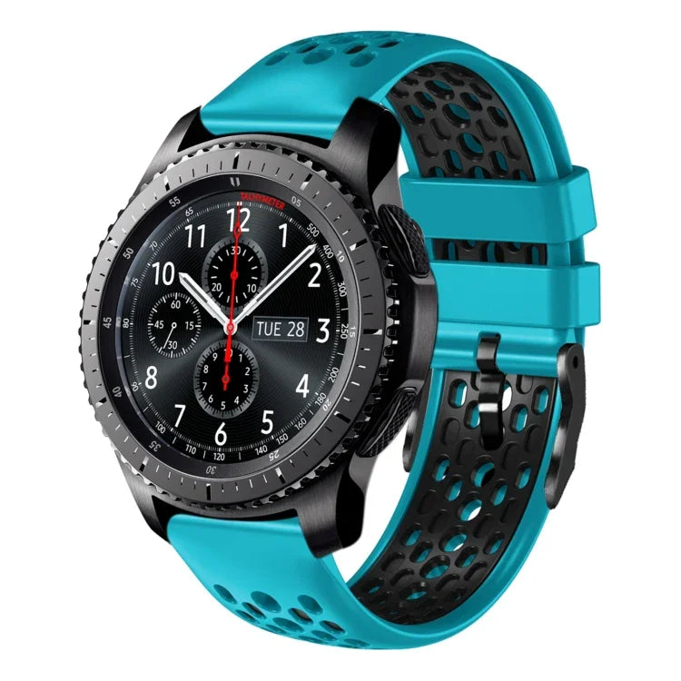 สายซิลิโคนระบายอากาศสองสี ขนาด 22 มม. สำหรับ Samsung Galaxy Watch3 45mm, Samsung Galaxy Watch 46mm, Samsung Gear S3 Classic, Samsung Gear S3 Frontier