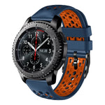 สายซิลิโคนระบายอากาศสองสี ขนาด 22 มม. สำหรับ Samsung Galaxy Watch3 45mm, Samsung Galaxy Watch 46mm, Samsung Gear S3 Classic, Samsung Gear S3 Frontier