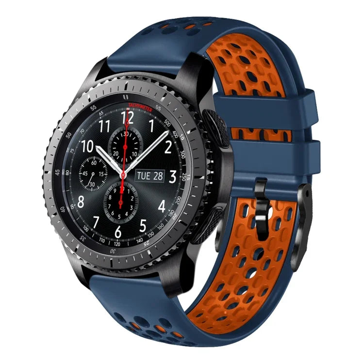 สายซิลิโคนระบายอากาศสองสี ขนาด 22 มม. สำหรับ Samsung Galaxy Watch3 45mm, Samsung Galaxy Watch 46mm, Samsung Gear S3 Classic, Samsung Gear S3 Frontier