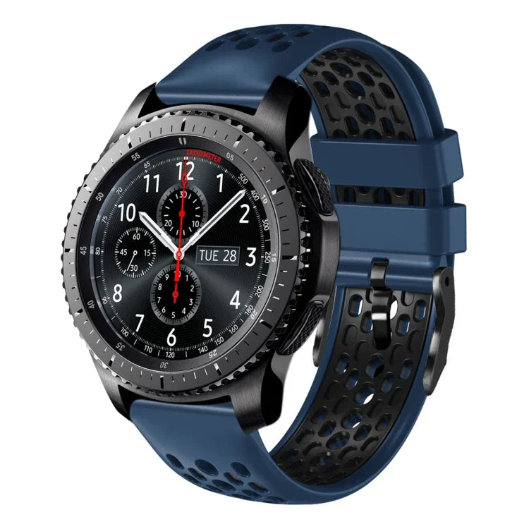 สายซิลิโคนระบายอากาศสองสี ขนาด 22 มม. สำหรับ Samsung Galaxy Watch3 45mm, Samsung Galaxy Watch 46mm, Samsung Gear S3 Classic, Samsung Gear S3 Frontier