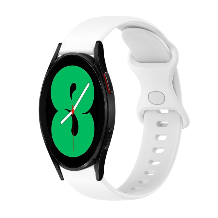 สายซิลิโคนสีทึบขนาด 20 มม. พร้อมหัวเข็มขัดแบบบัตเตอร์ฟลาย สำหรับ Samsung Galaxy Watch4 44 มม. สำหรับ Samsung Galaxy Watch4 Classic 46 มม. สำหรับ Samsung Galaxy Watch4 Classic 42 มม. สำหรับ Samsung Galaxy Watch Active 2