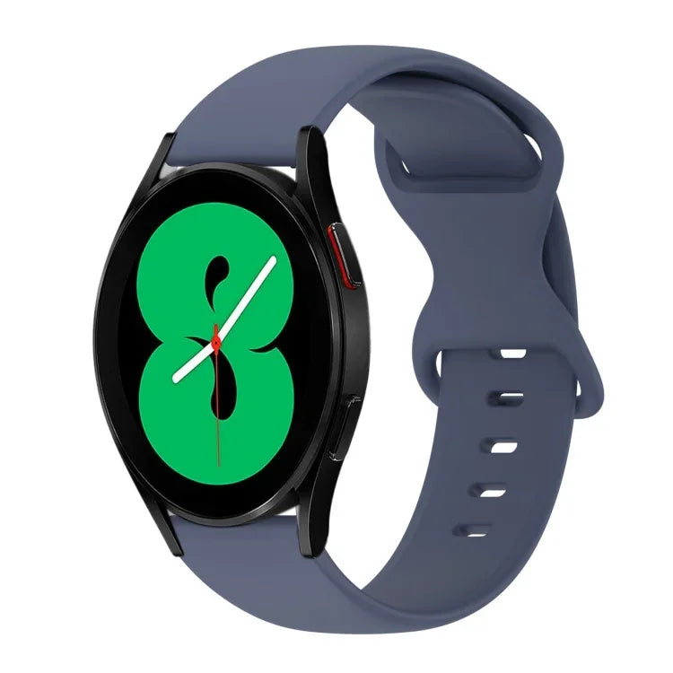 สายซิลิโคนสีเรียบหัวเข็มขัดผีเสื้อ 20mm สำหรับ Samsung Galaxy Watch 4 44mm, สำหรับ Samsung Galaxy Watch 4 Classic 46mm, สำหรับ Samsung Galaxy Watch 4 Classic 42mm, สำหรับ Samsung Galaxy Watch Active 2