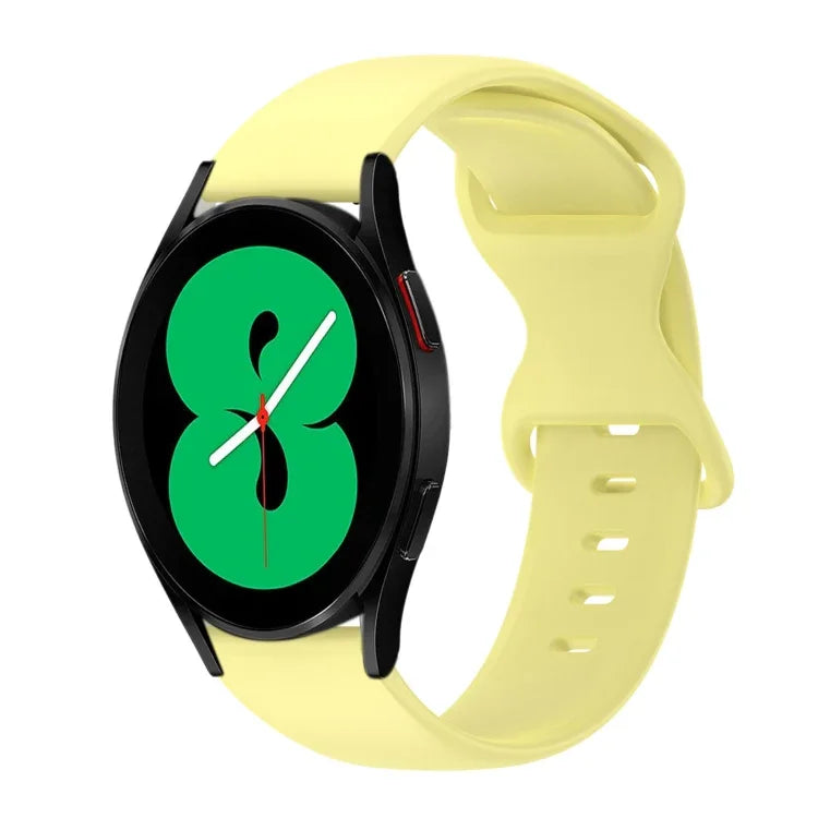 สายซิลิโคนสีเรียบหัวเข็มขัดผีเสื้อ 20mm สำหรับ Samsung Galaxy Watch 4 44mm, สำหรับ Samsung Galaxy Watch 4 Classic 46mm, สำหรับ Samsung Galaxy Watch 4 Classic 42mm, สำหรับ Samsung Galaxy Watch Active 2