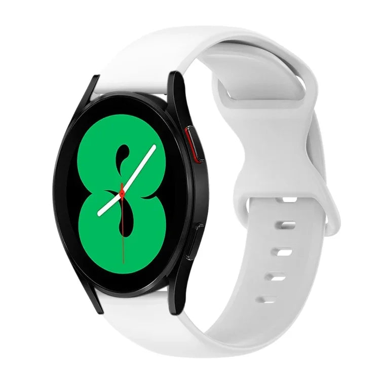 สายซิลิโคนสีเรียบหัวเข็มขัดผีเสื้อ 20mm สำหรับ Samsung Galaxy Watch 4 44mm, สำหรับ Samsung Galaxy Watch 4 Classic 46mm, สำหรับ Samsung Galaxy Watch 4 Classic 42mm, สำหรับ Samsung Galaxy Watch Active 2