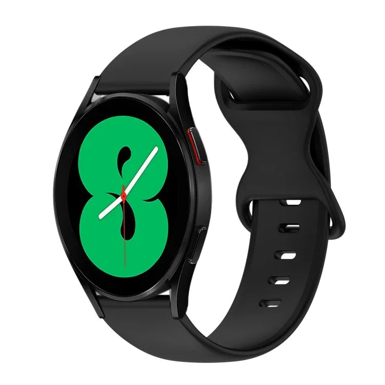 สายซิลิโคนสีเรียบหัวเข็มขัดผีเสื้อ 20mm สำหรับ Samsung Galaxy Watch 4 44mm, สำหรับ Samsung Galaxy Watch 4 Classic 46mm, สำหรับ Samsung Galaxy Watch 4 Classic 42mm, สำหรับ Samsung Galaxy Watch Active 2