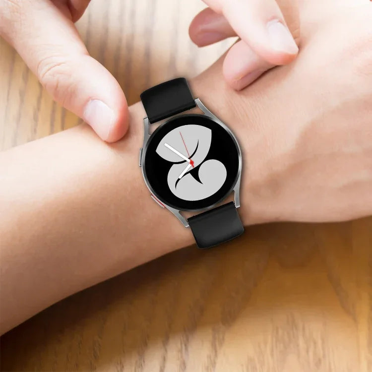สายซิลิโคนสีเรียบหัวเข็มขัดผีเสื้อ 20mm สำหรับ Samsung Galaxy Watch 4 44mm, สำหรับ Samsung Galaxy Watch 4 Classic 46mm, สำหรับ Samsung Galaxy Watch 4 Classic 42mm, สำหรับ Samsung Galaxy Watch Active 2