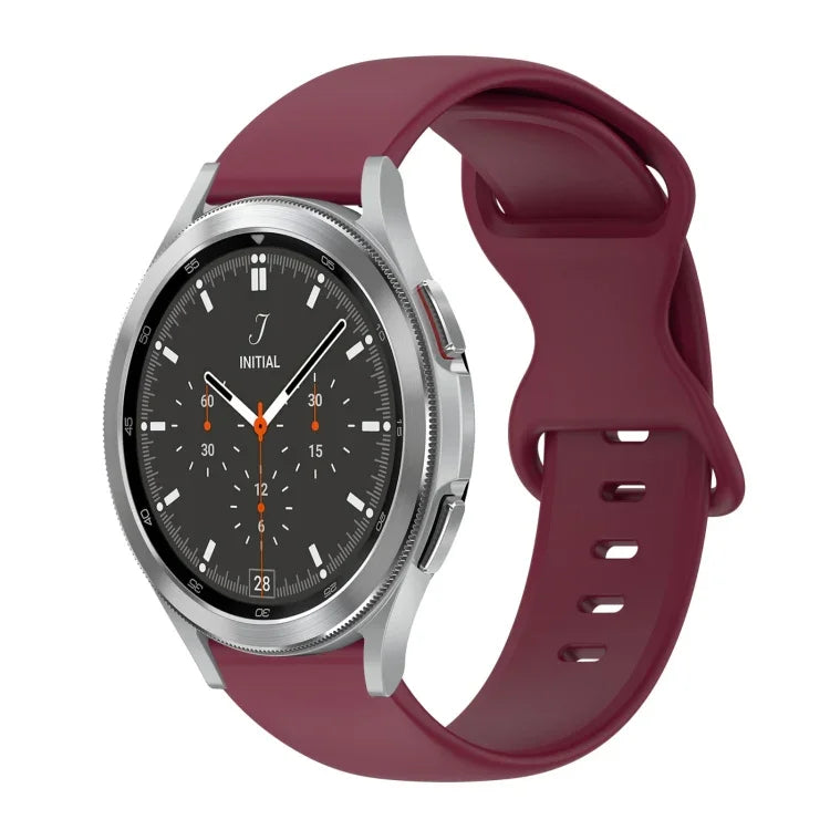 สายซิลิโคนสีเรียบหัวเข็มขัดผีเสื้อ 20mm สำหรับ Samsung Galaxy Watch 4 44mm, สำหรับ Samsung Galaxy Watch 4 Classic 46mm, สำหรับ Samsung Galaxy Watch 4 Classic 42mm, สำหรับ Samsung Galaxy Watch Active 2