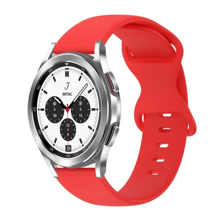 สายซิลิโคนสีเรียบหัวเข็มขัดผีเสื้อ 20mm สำหรับ Samsung Galaxy Watch 4 44mm, สำหรับ Samsung Galaxy Watch 4 Classic 46mm, สำหรับ Samsung Galaxy Watch 4 Classic 42mm, สำหรับ Samsung Galaxy Watch Active 2