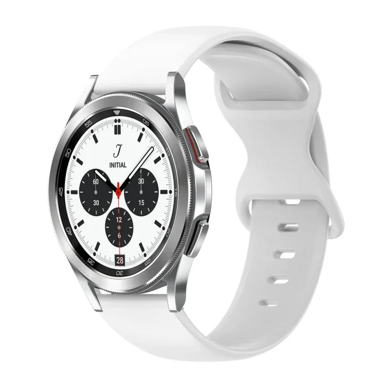 สายซิลิโคนสีเรียบหัวเข็มขัดผีเสื้อ 20mm สำหรับ Samsung Galaxy Watch 4 44mm, สำหรับ Samsung Galaxy Watch 4 Classic 46mm, สำหรับ Samsung Galaxy Watch 4 Classic 42mm, สำหรับ Samsung Galaxy Watch Active 2