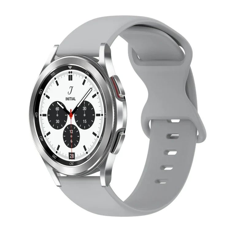 สายซิลิโคนสีเรียบหัวเข็มขัดผีเสื้อ 20mm สำหรับ Samsung Galaxy Watch 4 44mm, สำหรับ Samsung Galaxy Watch 4 Classic 46mm, สำหรับ Samsung Galaxy Watch 4 Classic 42mm, สำหรับ Samsung Galaxy Watch Active 2